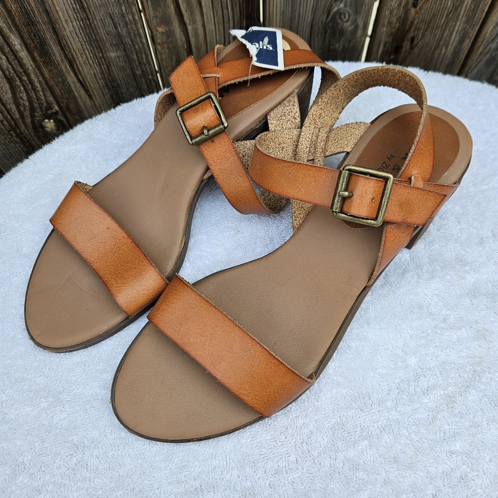 Rock & Candy Elegant Tan Sandals Block Heel Size 7 - Picture 5 of 16